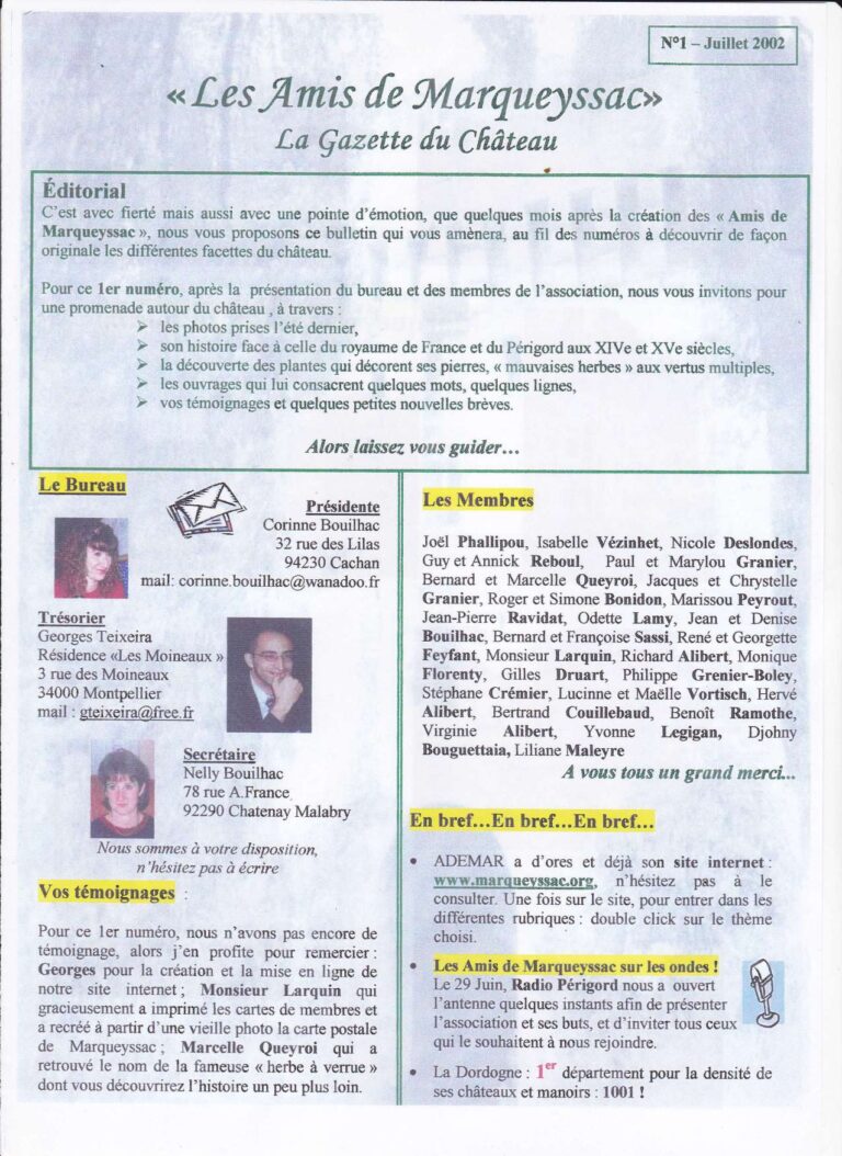 Le premier numéro de la Gazette en juillet 2002